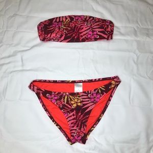 Floral pink two piece bikini